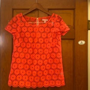 Pink Lace Lilly Pulitzer Short-Sleeve Top - Small